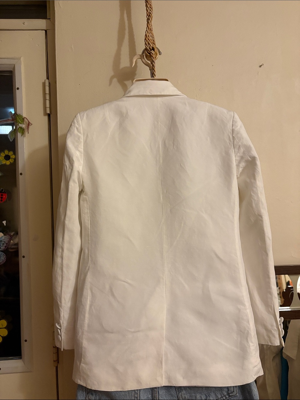 AllSaints White Double-Breasted Blazer Jacket. Linen. TENCEL - Picture 2 of 16